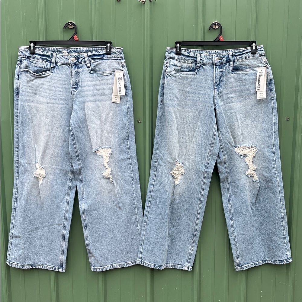 Distressed Denim Wide Leg Jeans Pants 2-Pack Size 10